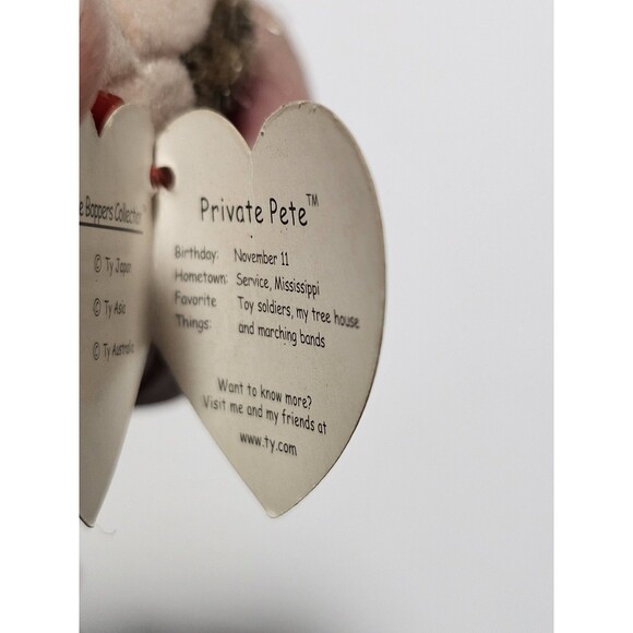 TY Teenie Beanie Boppers 2003 Private Pete Plush with Hang Tag Ornament 8" - Picture 5 of 5